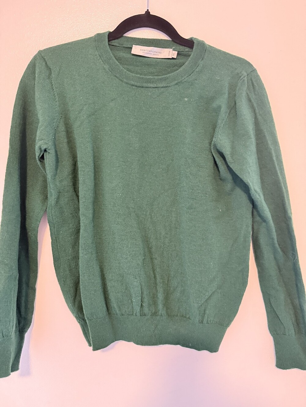 Green Crewneck Sweater - Pure Merino Wool